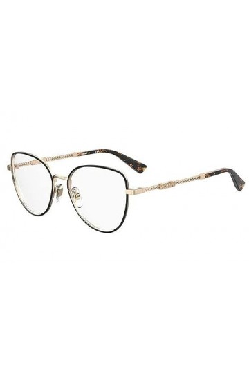 MOSCHINO Mos601 Lunettes de Soleil, Noir-Or, 52 Femme