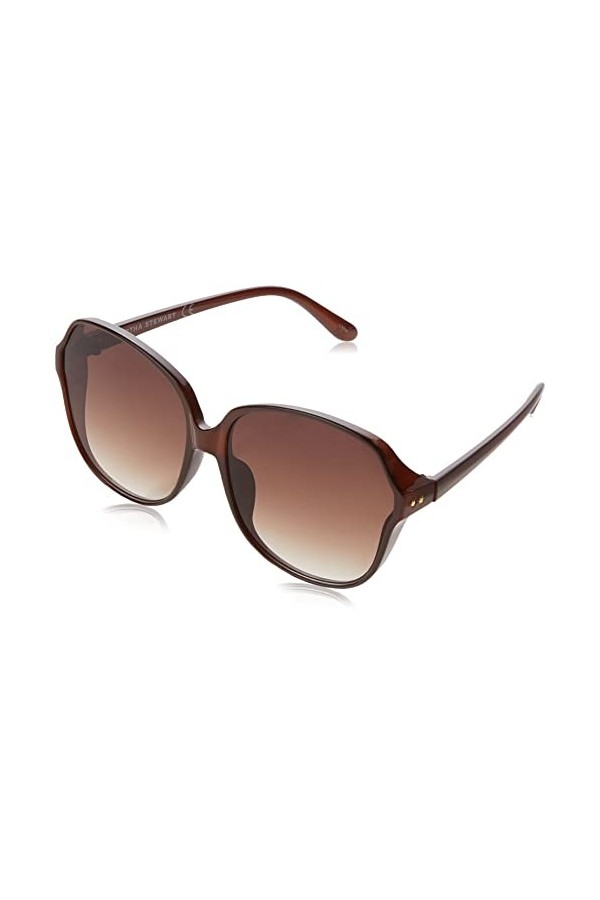 Martha Stewart Ms101 Lunettes de soleil géométriques surdimensionnées pour femme 64 mm, brun, 64 mm