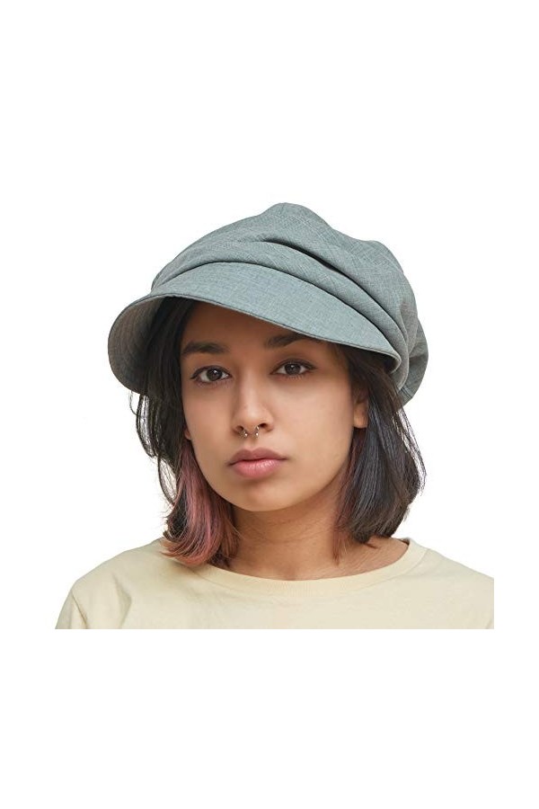 CHARM Casquette Plate Newsboy Larg Femme - Bonnet Dété Boho Chapeau de Soleil Hipster Homme Gris