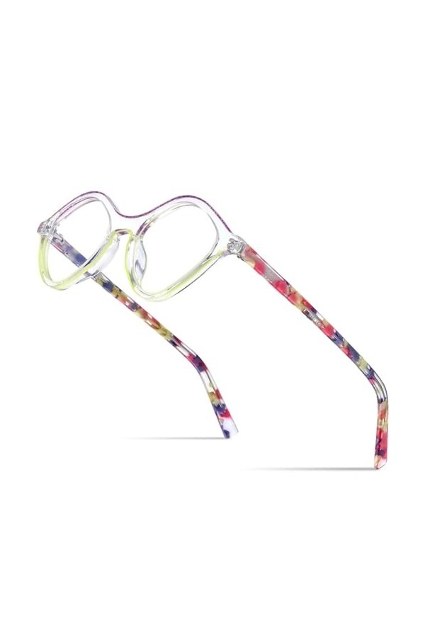 HCHES Lunettes en acétate de poudre monture femmes lunettes oeil de chat dames lunettes de lunettes Cateye, 3, taille unique