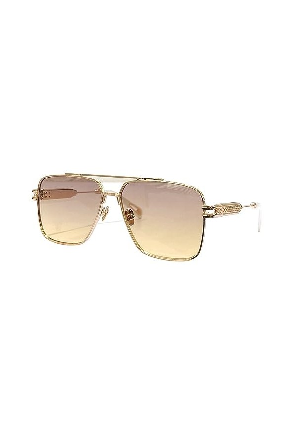 Lunettes de soleil en métal Hommes Femmes Retro Square Oversize Lunettes de soleil Gradient Shades UV400,3,Taille unique