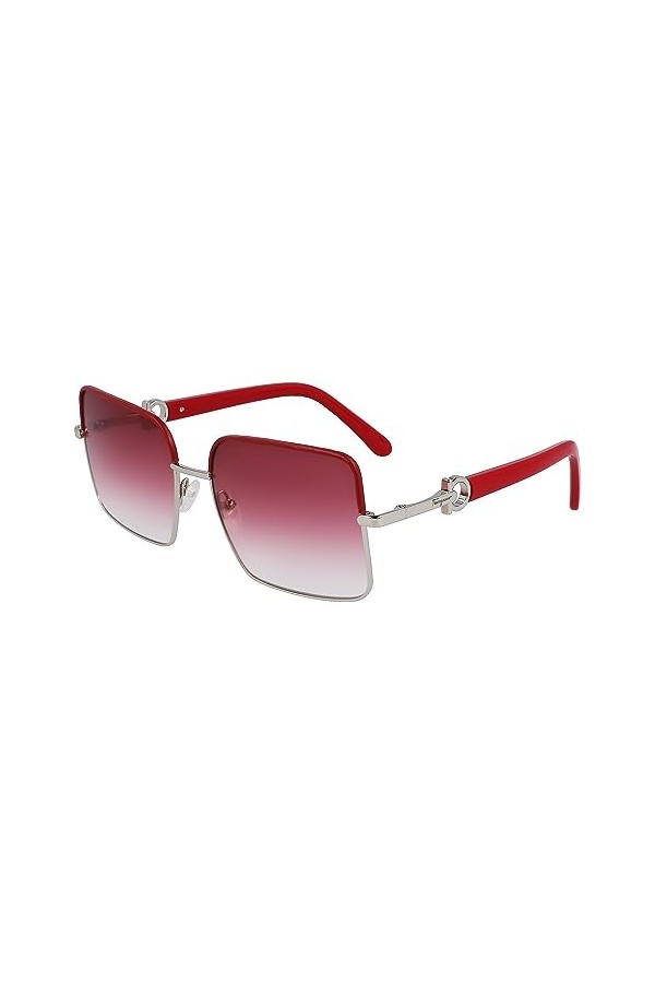 Salvatore Ferragamo Sf302sl Sunglasses, 049 Silver Burgundy, 60 Unisex