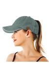 BLURBE Casquette de Baseball en Queue de Cheval Femme Vintage Délavé Coton Chapeau de Soleil Légère Réglable Casquette Unisex