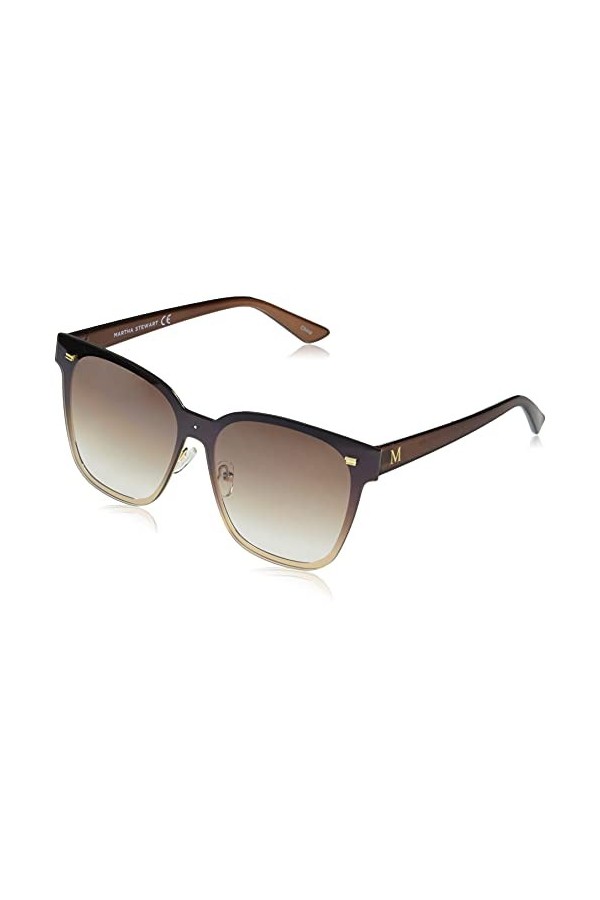 MARTHA STEWART Ms140 Lunettes de soleil carrées pour femme avec protection UV 148 mm, Marron délavé