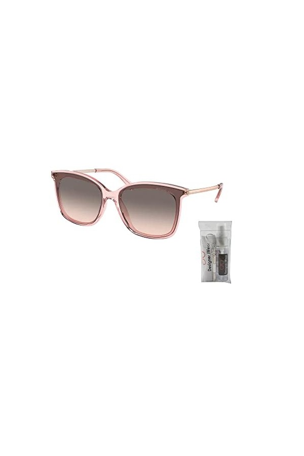 Michael Kors MK2079U ZERMATT Lunettes de soleil carrées pour femme+kit dentretien des lunettes gratuit, Rose poudré transpar