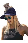 Casquette Visière Femme été Casquette de Baseball Queue de Cheval Chapeau Haut Vide Coton Chapeau de Soleil Large Bord Anti-U
