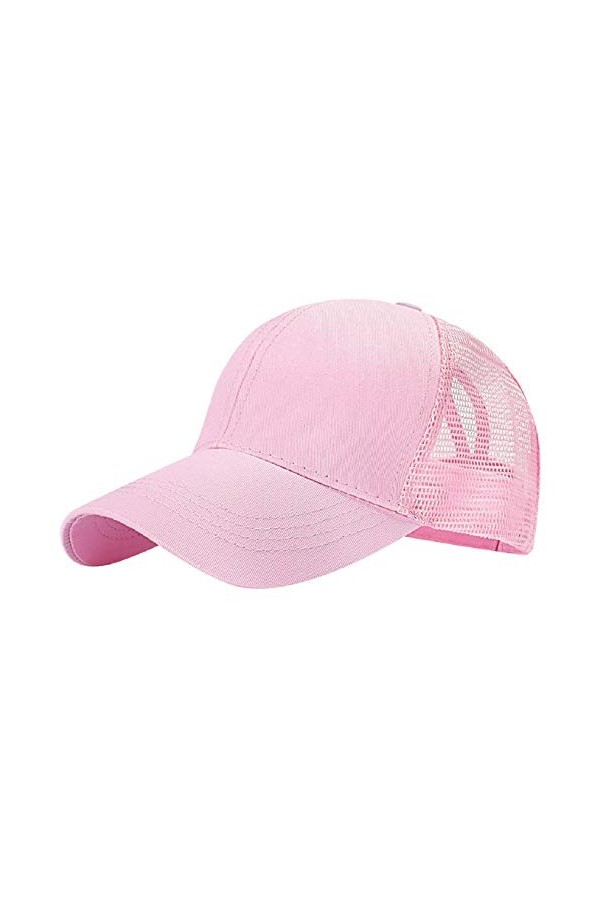 Tuopuda Casquette de Baseball Femme Chapeau de Queue de Cheval Réglable Demi-Maille Casquettes de Sport Outdoor, Rose, Taille