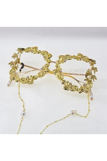 YONGTO Magazine à la Mode fête sculpté Lunettes de Soleil exagérées étoiles Strass Larme chaîne de Perles Lunettes de Soleil 