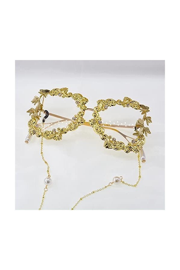 YONGTO Magazine à la Mode fête sculpté Lunettes de Soleil exagérées étoiles Strass Larme chaîne de Perles Lunettes de Soleil 