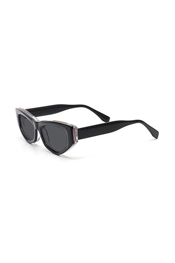 FOOOZ Lunettes de soleil yeux de chat hommes femmes monture en acétate polygone triangle lunettes de soleil polarisantes lune