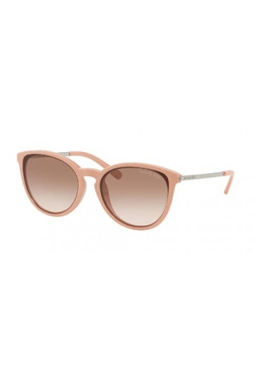 Michael Kors MK20820U Lunettes de soleil rondes pour femme + kit de lunettes gratuit, Dégradé deau de rose / marron clair