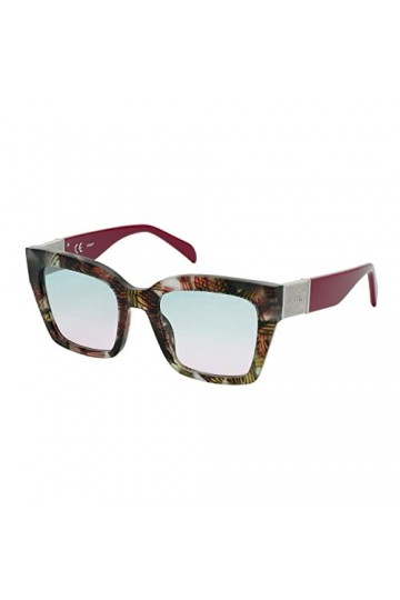 TOUS Stob47 Lunettes de Soleil, Rose/Vert Fantaisie, 53 Femme