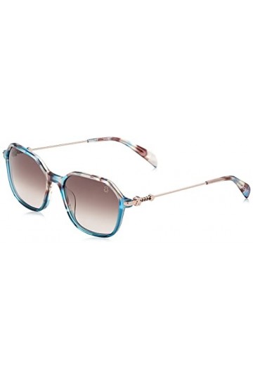 TOUS Stob42 Lunettes de Soleil, Shiny Havana + Azure, 55 Femme