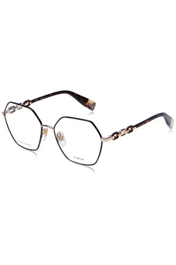 Furla Vfu542 Lunettes de Soleil, Shiny Rose Gold with Havana Parts, 54 Femme