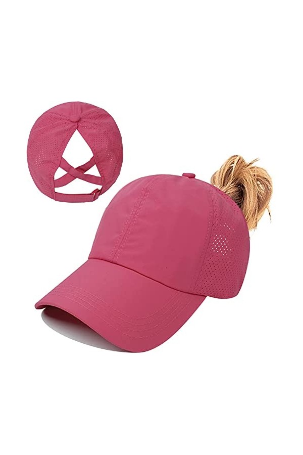 Queue de Cheval Casquette de Baseball, Léger Réglable Séchage Rapide Respirante Anti-Soleil UV, Unisexe Couleur Messy Casquet