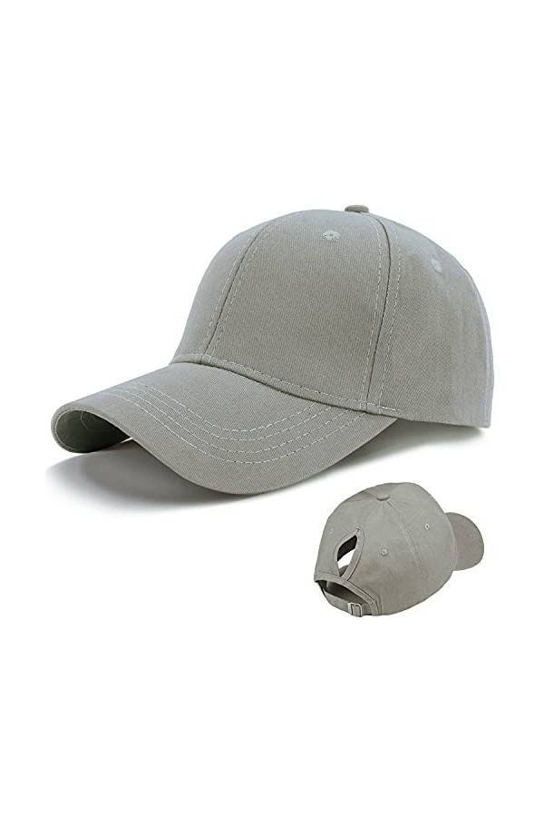 LIVACASA Casquette de Baseball Femme Fille en Coton Respirante Ajustable Légère Anti-Soleil Un Trou pour Queue de Cheval Casq