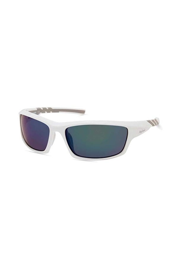Harley-Davidson Lunettes de soleil sport caoutchoutées pour femme, monture blanche/verres aqua, blanc, blanc, 63-16-130