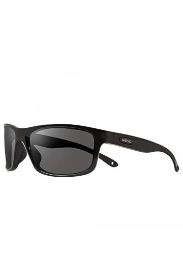 Revo Harnais : Filtres polarisés UV, lunettes de soleil Rectangle Sport Wrap, monture noire mate avec verres graphite RE 407