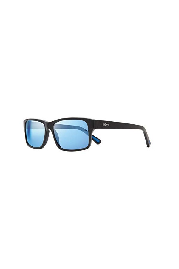 Revo Harnais : Filtres polarisés UV, lunettes de soleil Rectangle Sport Wrap, monture noire mate avec verres graphite RE 407