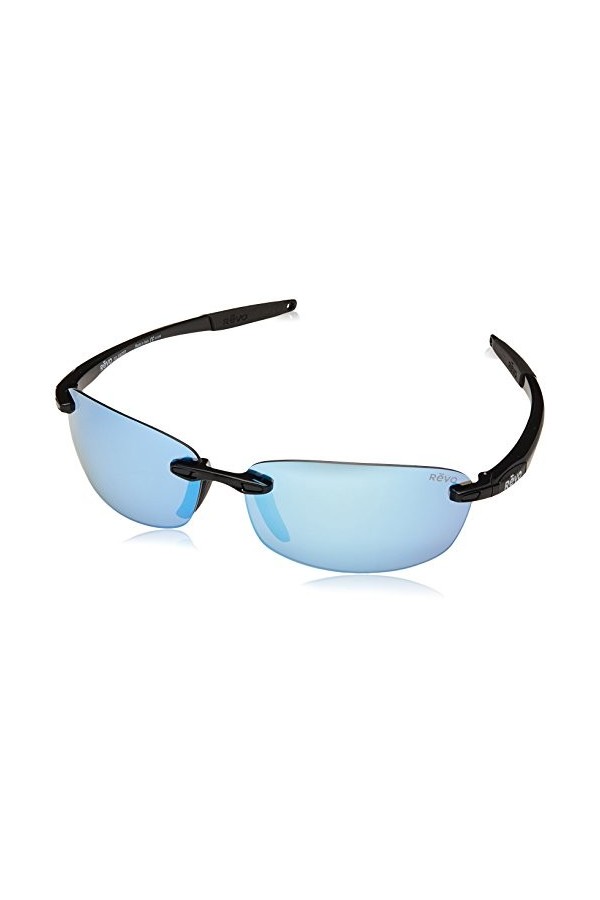 Revo Lunettes de soleil polarisées Descend E Rectangle Frame 64 mm, Black Frame, Blue Water