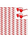JDHXBMW Lot de 80 paires de lunettes de soleil en forme de cœur rouge pour femme - Accessoires de fête pour adultes