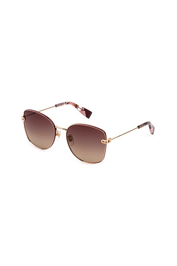 Furla Sfu457n Lunettes de Soleil, Or Rose Brillant, avec pièces de Couleur, 58 Femme