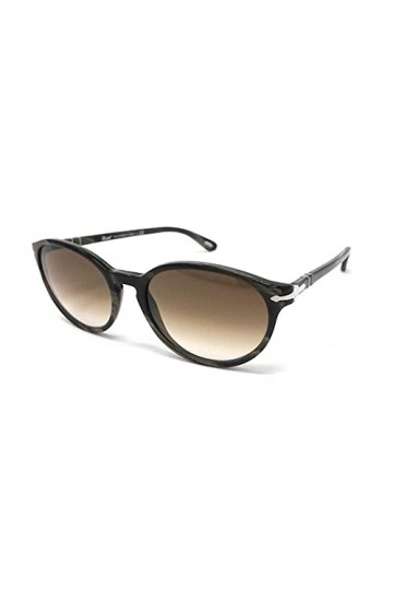Persol Lunettes de soleil en plastique pour femme avec monture en corne verte/verres dégradés marron 54 mm