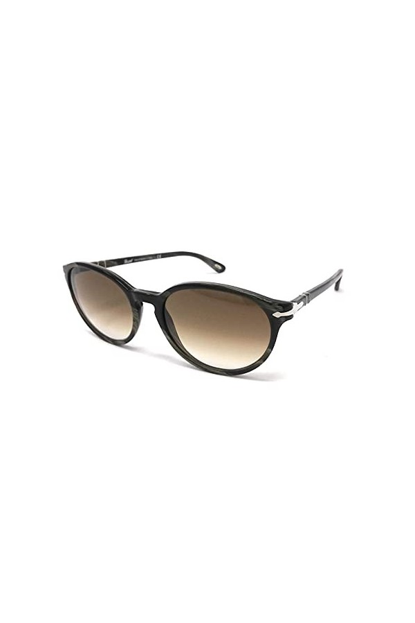 Persol Lunettes de soleil en plastique pour femme avec monture en corne verte/verres dégradés marron 54 mm