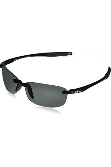 Revo Descend E&nbsp;: Filtres polarisés UV, lunettes de soleil rectangulaires sans monture, monture noire avec verres en graphite 
