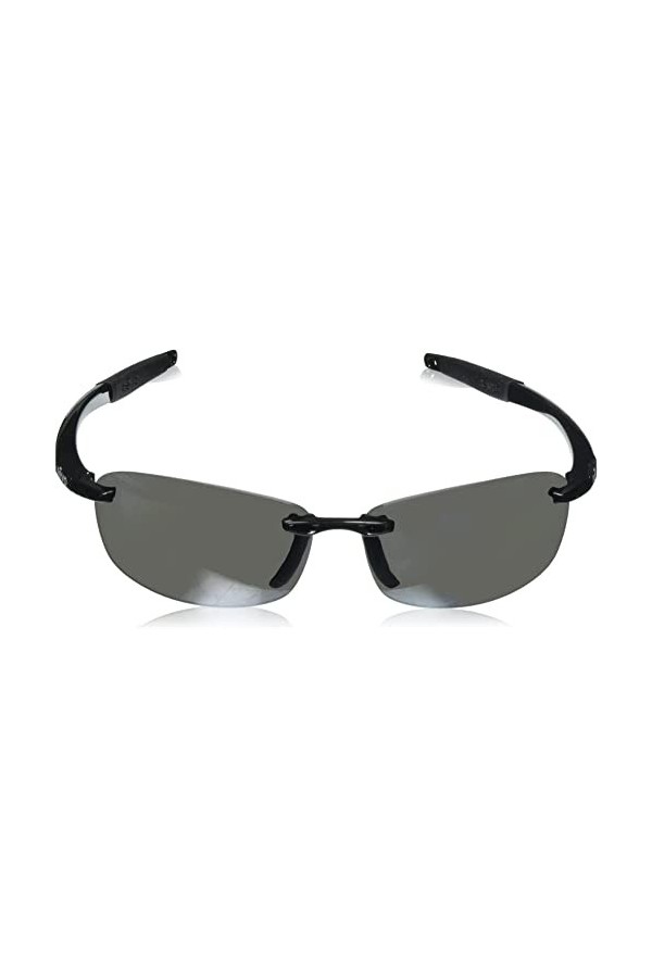 Revo Descend E&nbsp;: Filtres polarisés UV, lunettes de soleil rectangulaires sans monture, monture noire avec verres en graphite 