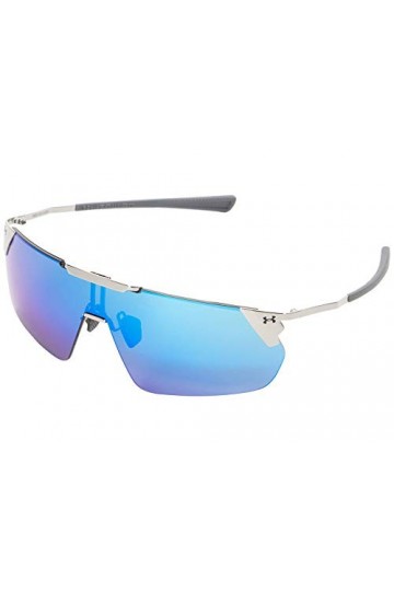 Under Armour Litewire Shield Gloss Silver Frame/Gray Rubber/Gray/Blue Mirror Lens One Size