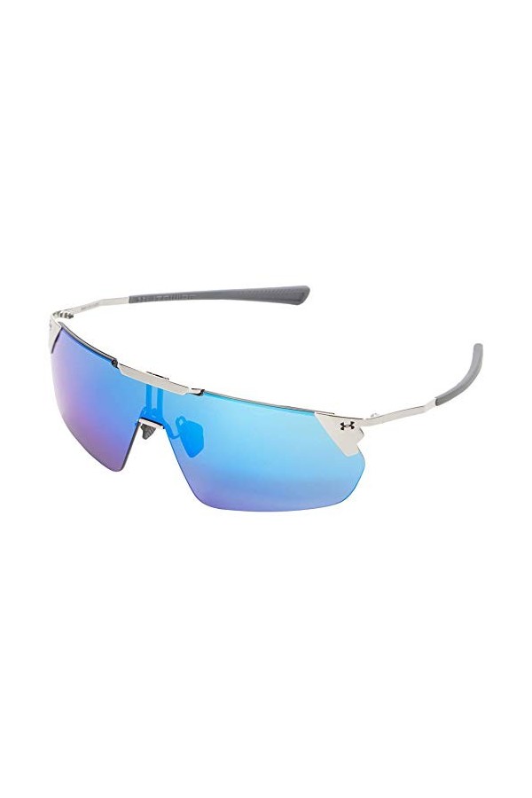 Under Armour Litewire Shield Gloss Silver Frame/Gray Rubber/Gray/Blue Mirror Lens One Size