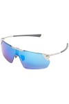 Under Armour Litewire Shield Gloss Silver Frame/Gray Rubber/Gray/Blue Mirror Lens One Size