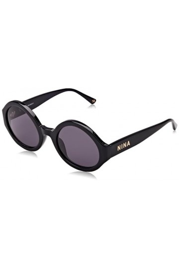 Nina Ricci Snr263 Lunettes de Soleil, Noir Brillant, 53 Femme