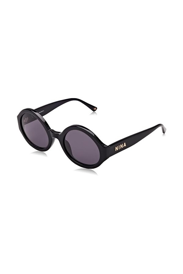 Nina Ricci Snr263 Lunettes de Soleil, Noir Brillant, 53 Femme