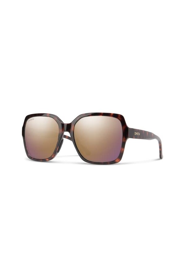 SMITH Mixte Flare Lunettes de Soleil, Miroir polarisé en Or Rose avec Tortue/Chromapop, Taille Unique