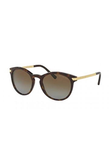 Michael Kors MK2023 Lunettes de soleil rondes pour femme + kit de lunettes gratuit, Tortue foncée/marron dégradé polarisé, 53