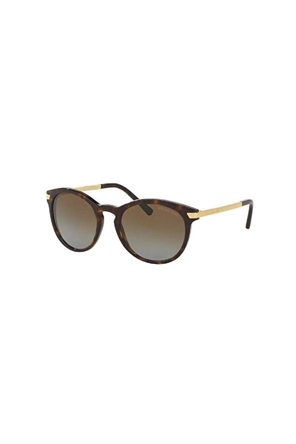 Michael Kors MK2023 Lunettes de soleil rondes pour femme + kit de lunettes gratuit, Tortue foncée/marron dégradé polarisé, 53