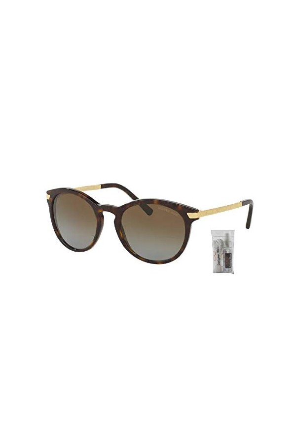 Michael Kors MK2023 Lunettes de soleil rondes pour femme + kit de lunettes gratuit, Tortue foncée/marron dégradé polarisé, 53