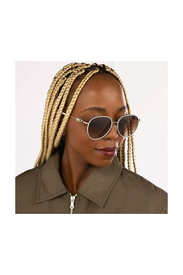 Michael Kors Lunettes de soleil pour femme - Monture or clair/blanc - Verres dégradés marron - 58 mm