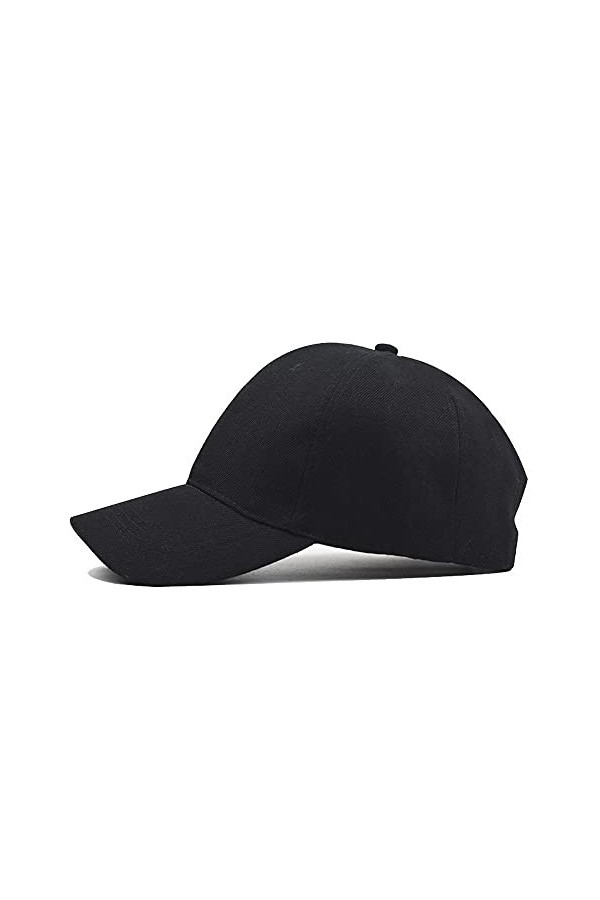 Casquette de baseball unisexe pour homme et femme avec Velcro pour le sport, la pêche, la chasse, la jungle, noir, Large