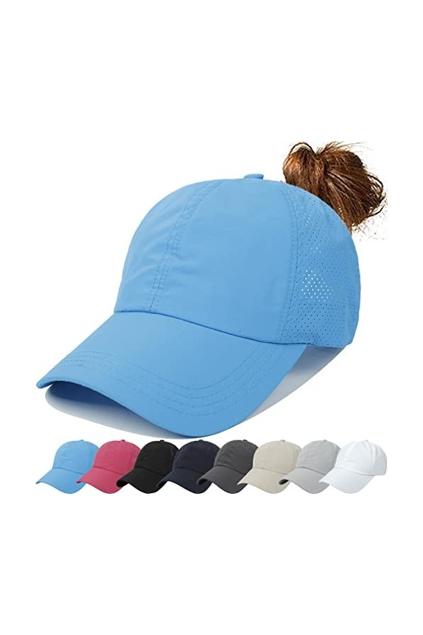 Queue de Cheval Casquette de Baseball Léger Réglable Séchage Rapide Casquette de Baseball pour Femme en Queue de Cheval Maill