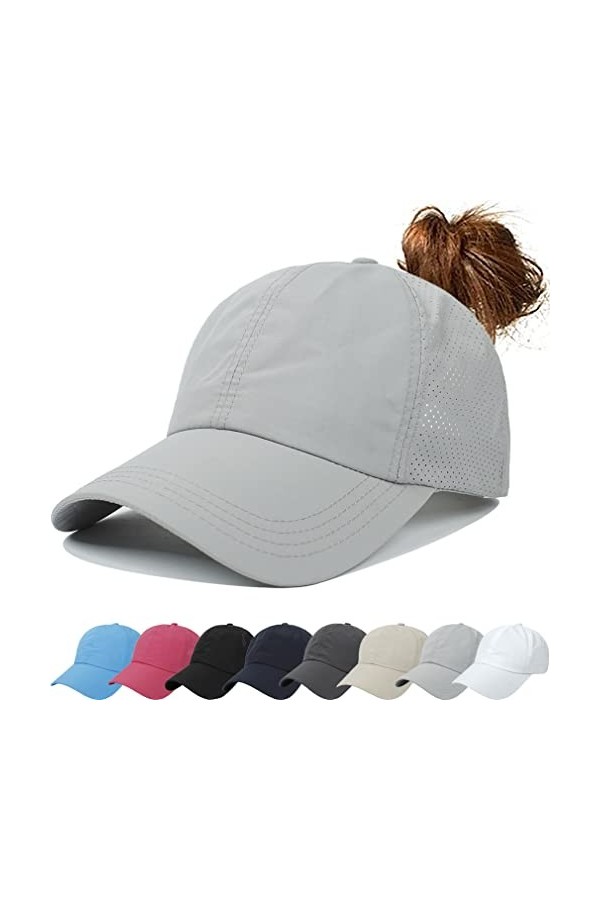 Queue de Cheval Casquette de Baseball Léger Réglable Séchage Rapide Casquette de Baseball pour Femme en Queue de Cheval Maill