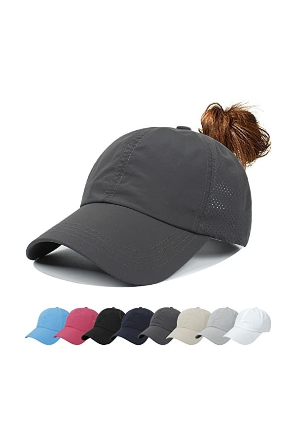 Queue de Cheval Casquette de Baseball Léger Réglable Séchage Rapide Casquette de Baseball pour Femme en Queue de Cheval Maill