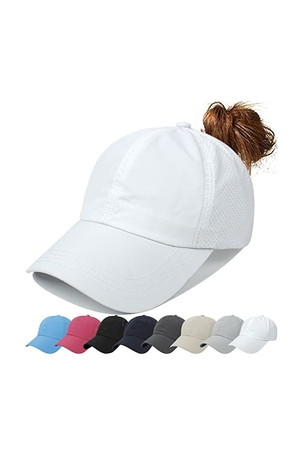 Queue de Cheval Casquette de Baseball Léger Réglable Séchage Rapide Casquette de Baseball pour Femme en Queue de Cheval Maill