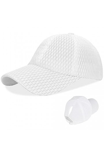 LIVACASA Casquette de Baseball Femme Fille en Filet Respirante Ajustable Légère Anti-Soleil Un Trou pour Queue de Cheval Casq