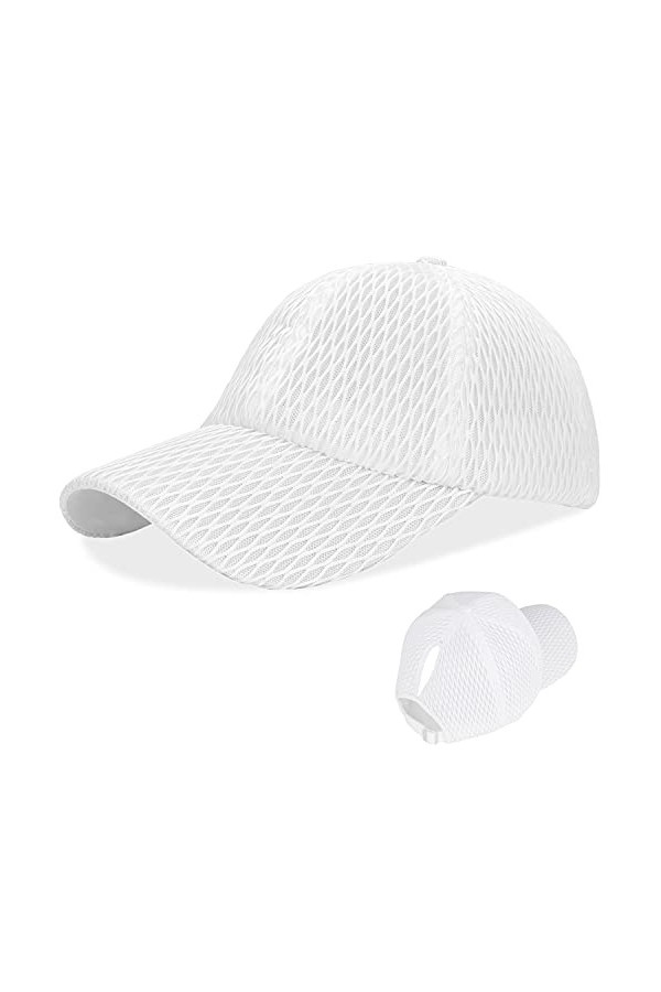 LIVACASA Casquette de Baseball Femme Fille en Filet Respirante Ajustable Légère Anti-Soleil Un Trou pour Queue de Cheval Casq