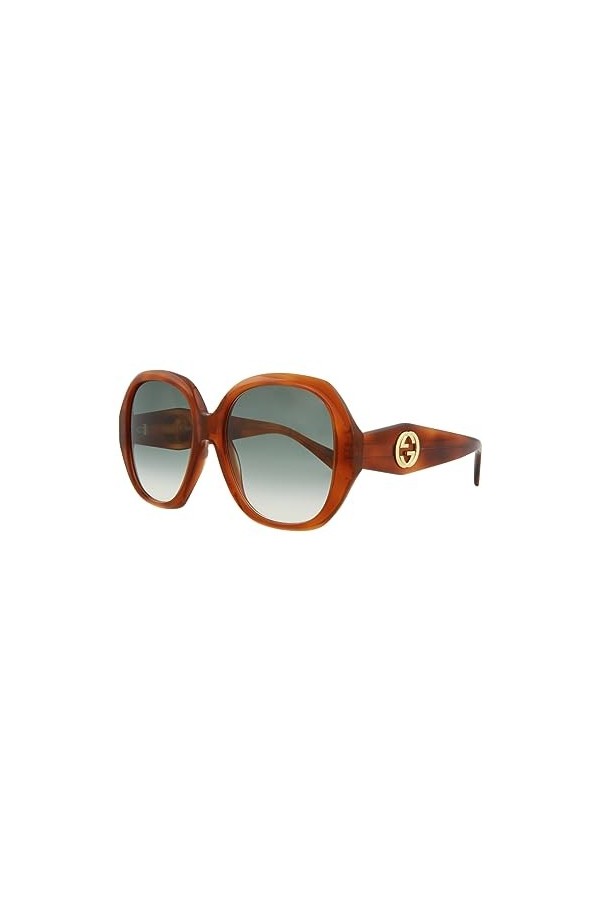 Gucci Lunettes de Soleil GG0796S Brown/Green Shaded 56/18/140 femme