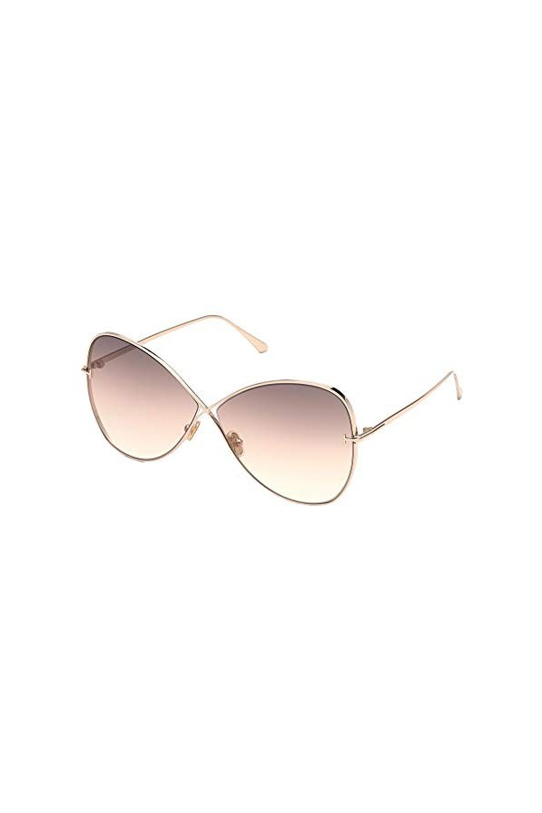 Tom Ford Lunettes de Soleil NICKIE FT 0842 Shiny Rose Gold/Brown Shaded 66/9/135 femme