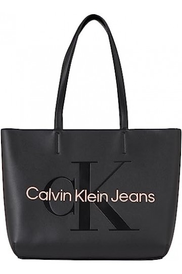 Calvin Klein Sculpted Shopper 29 Mono, Noir, Taille unique, Noir avec rose., Taille unique, Décontracté
